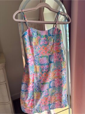 Lilly Pulitzer Pink Blue Floral Patchwork Slip Dress